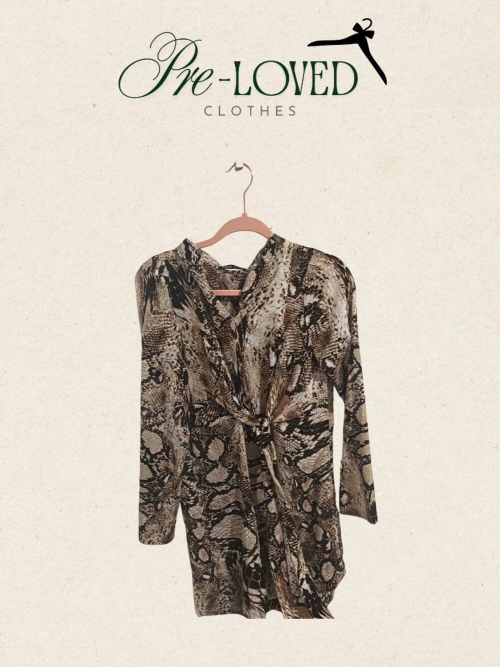 Snake Print Tie Front Mini Dress